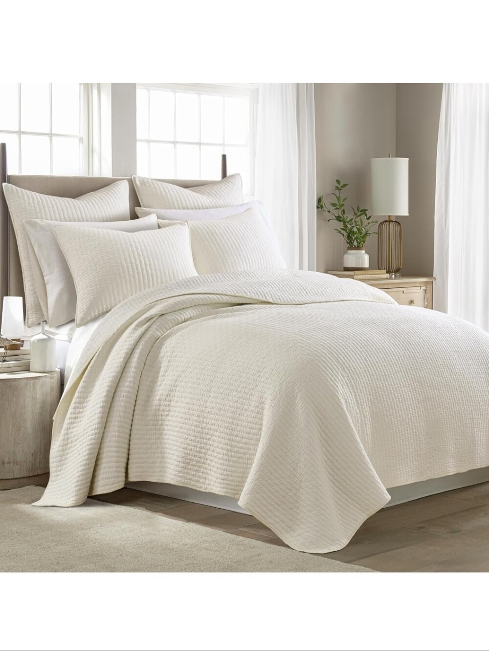 Levtex Home Cross Stitch Reversible Full/Queen Quilt Set (88x92in) with 2 Pillow